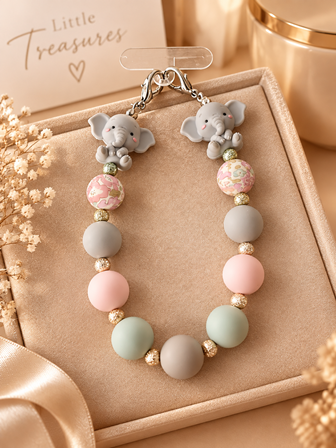 Telefoonkoord met olifantjes – Little Treasures