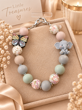 Telefoonkoord met vlinder & olifant – Little Treasures.