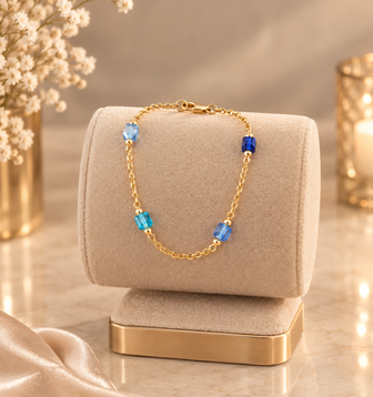 Ocean Crystal Vierkante Beads Armband Goudkleurig