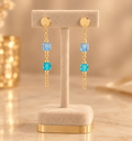 Ocean Crystal Vierkante Beads Oorbellen Goudkleurig