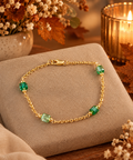 Emerald Crystal Vierkante Beads Armband Goudkleurig