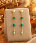 Emerald Crystal Vierkante Beads Oorbellen Goudkleurig