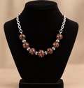 Zilverkleurige Ketting met Synthetische Marbled Beads 10–12 mm