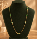 Emerald Crystal Vierkante Beads Ketting Goudkleurig