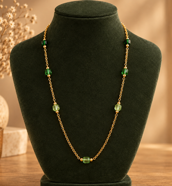 Emerald Crystal Vierkante Beads Ketting Goudkleurig