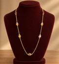 Amber Crystal Vierkante Beads Ketting Goudkleurig
