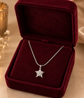 Ster Ketting Stainless Steel 18K Witgoud Plated met Zirkonia