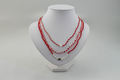 Handgemaakte 3‑delige Boho Beadwork Ketting – Glascrystal Rood – 45 cm