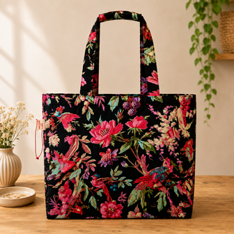 Floral Canvas black shopper