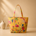 Canvas - floral Yellow Shopper