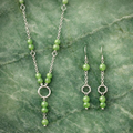 Jade Set – Ketting 50 cm & Oorbellen – RVS Witgoud Plated