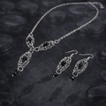 Black Onyx Chainmail – Ketting & Oorbellen Set (RVS | Witgoud Plated)