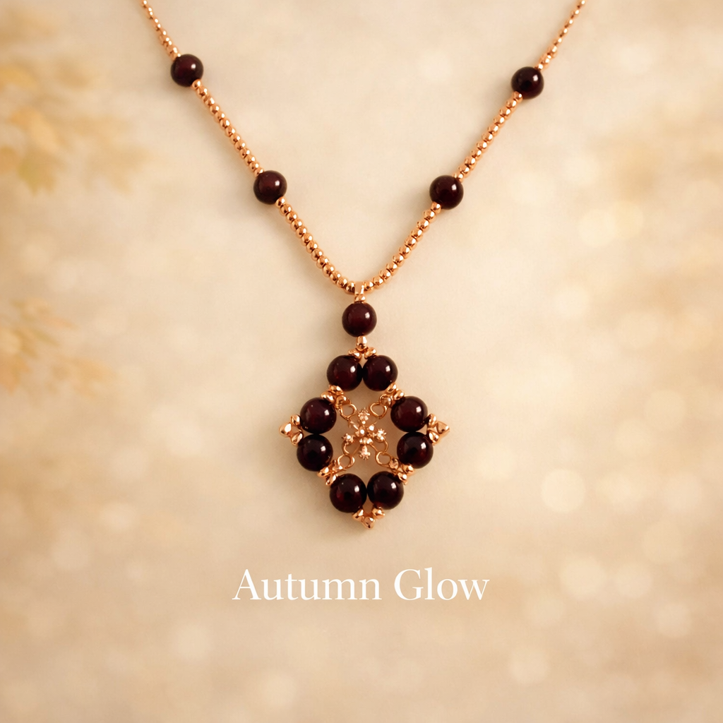 Autumn Glow ketting – glasparels en Miyuki beads in bruintinten