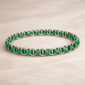 Dames Armband – Chainmail Groen – RVS Witgoud Plated