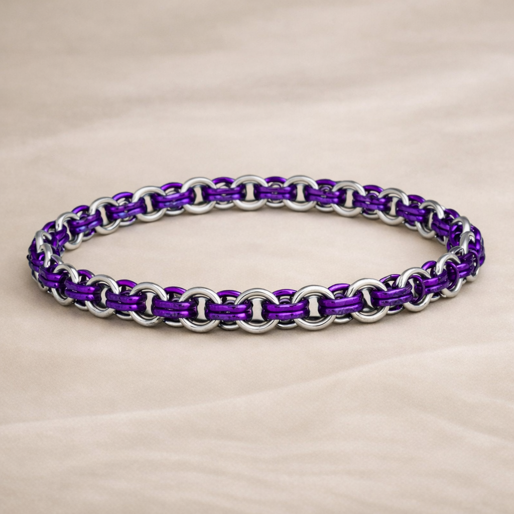 Dames Armband – Chainmail Paars – RVS – Handgemaakt