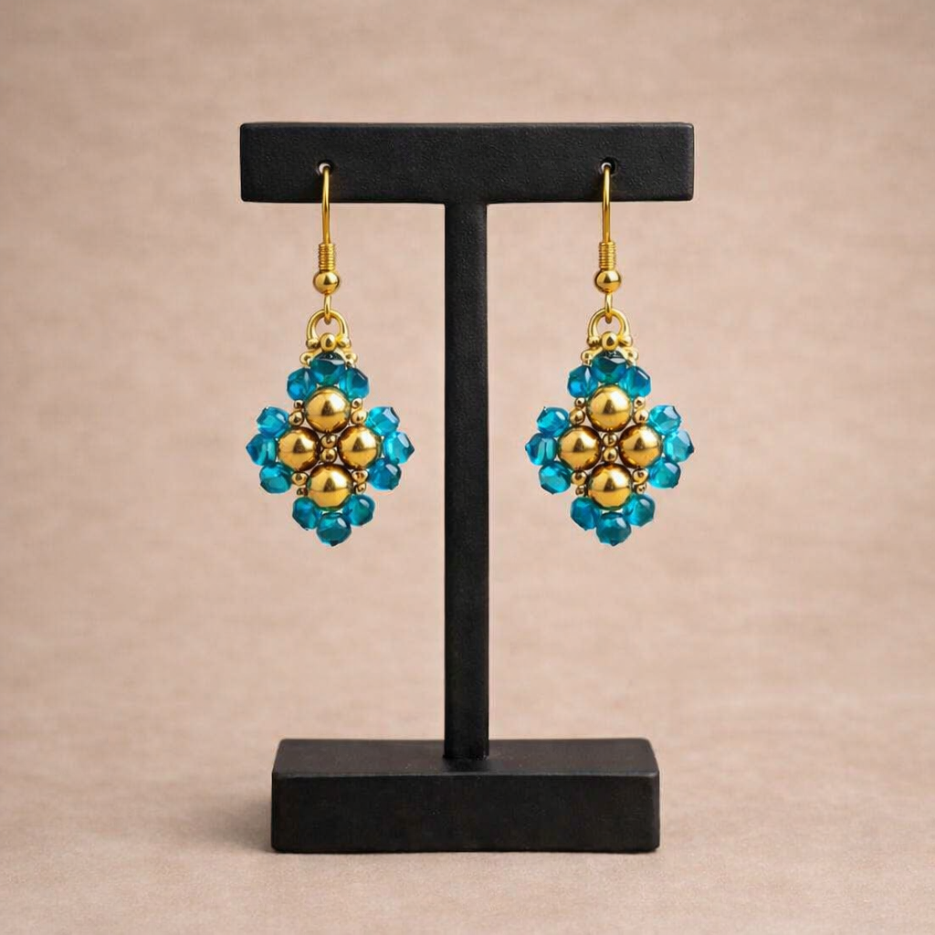 Miyuki Oorbellen Turquoise & Goud