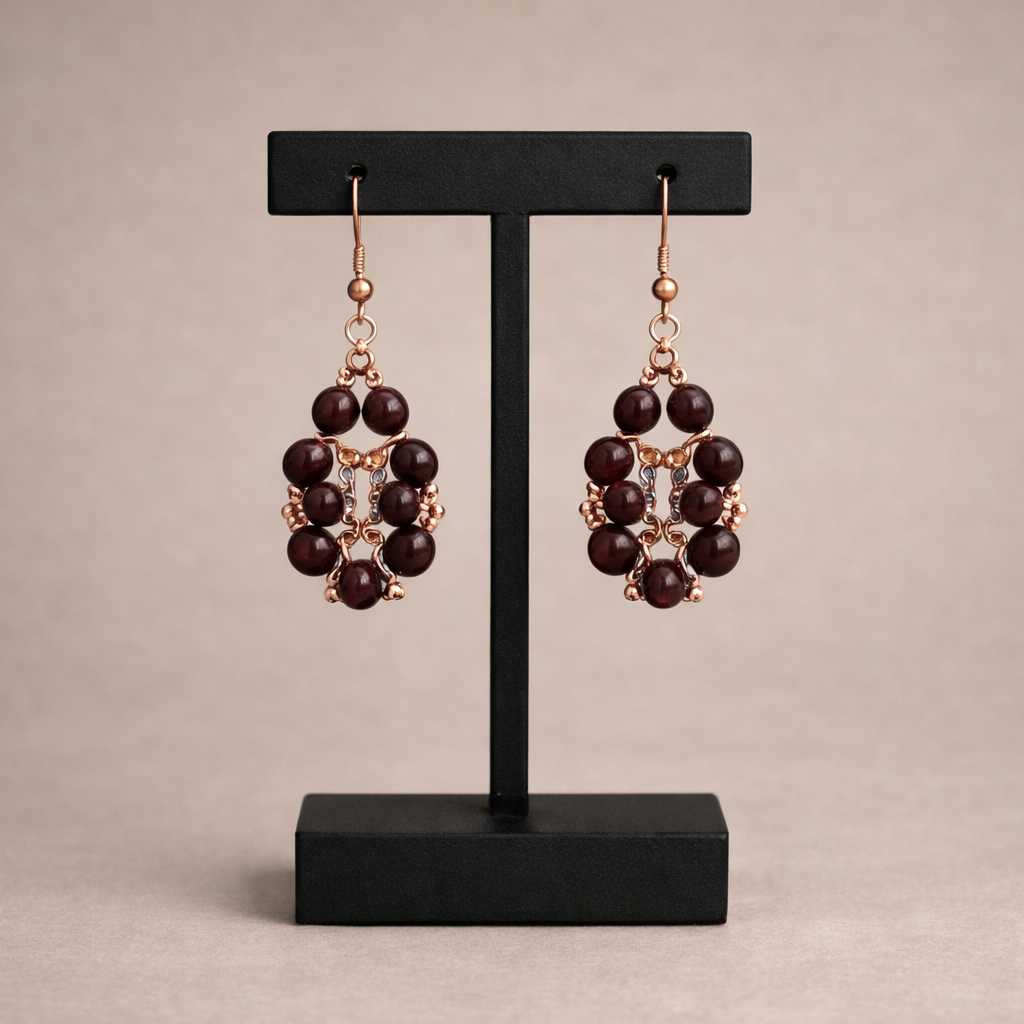 Autumn Glow oorbellen – beadwork met glasparels en Miyuki beads