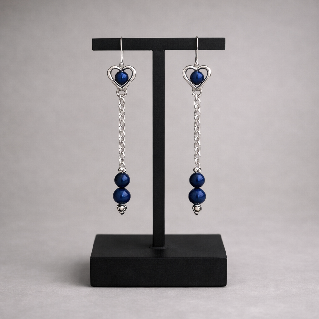 💙 Chainmail Oorbellen – Lapis lazuli Beads