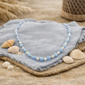 Blue Crystal Beadwork – Handgemaakte Ketting met Lichtblauwe Glaskralen – 45 cm