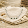 Green Pearl Harmony – Handgemaakte RVS Ketting met Groene Beads & Glasparels – 45 cm