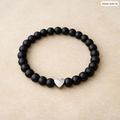 Dames armband Onyx met hartje – stretch