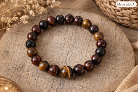 Dames Armband Tijgeroog – Natuurlijke Kralen 6-7 mm – Elastisch