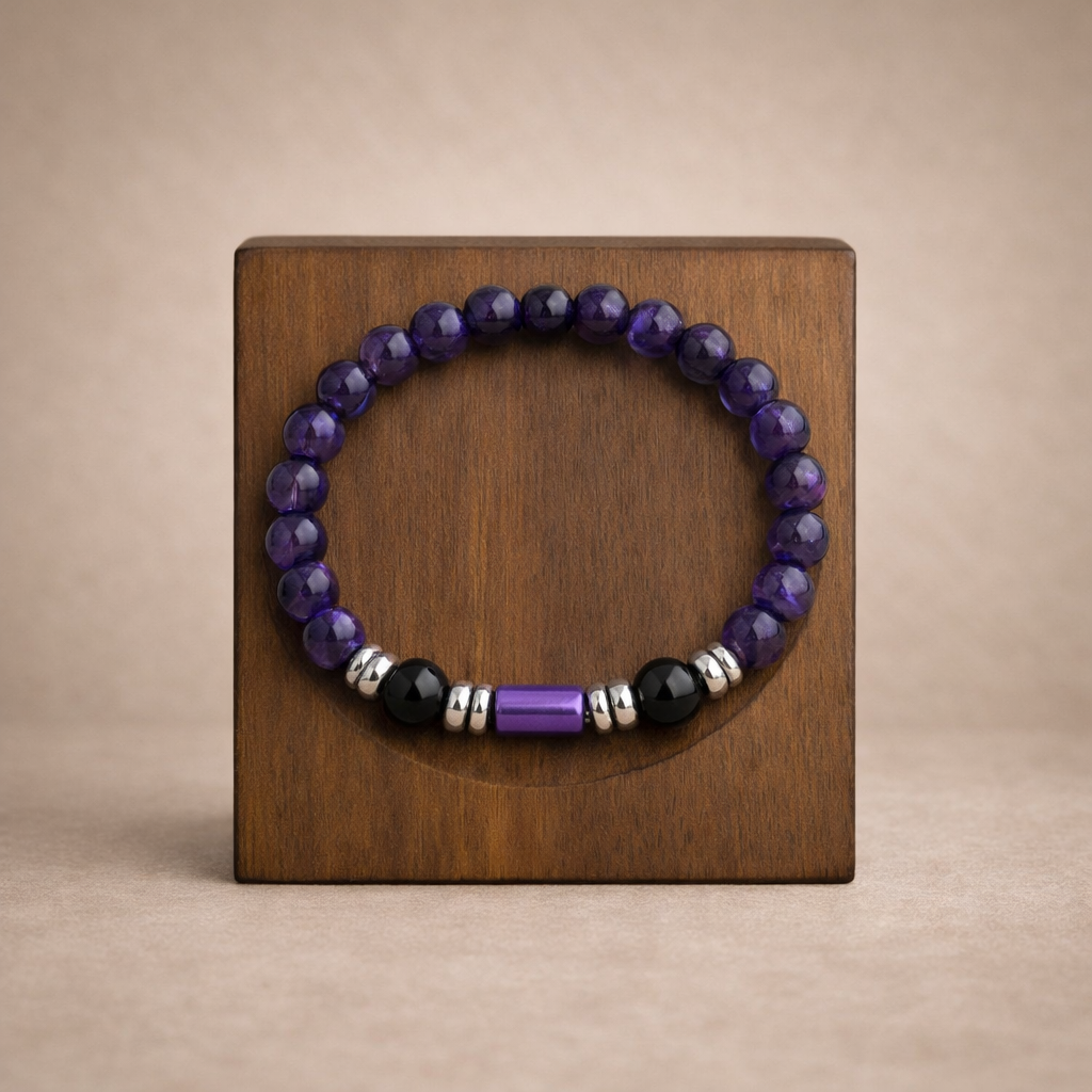 Heren Armband – Amethist & RVS – Handgemaakt