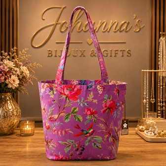 Floral Purple Canvas Shopper