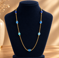 Ocean Crystal Vierkante Beads Ketting Goudkleurig