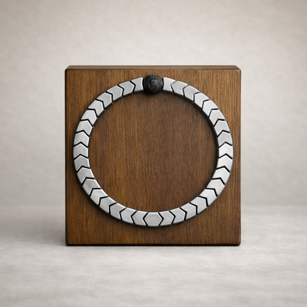 Heren Armband – Hematiet Chevron & Lava Bead – Handgemaakt