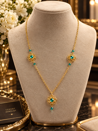 Turquoise Bloom Luxe Ketting – Handgemaakt met turquoise stenen