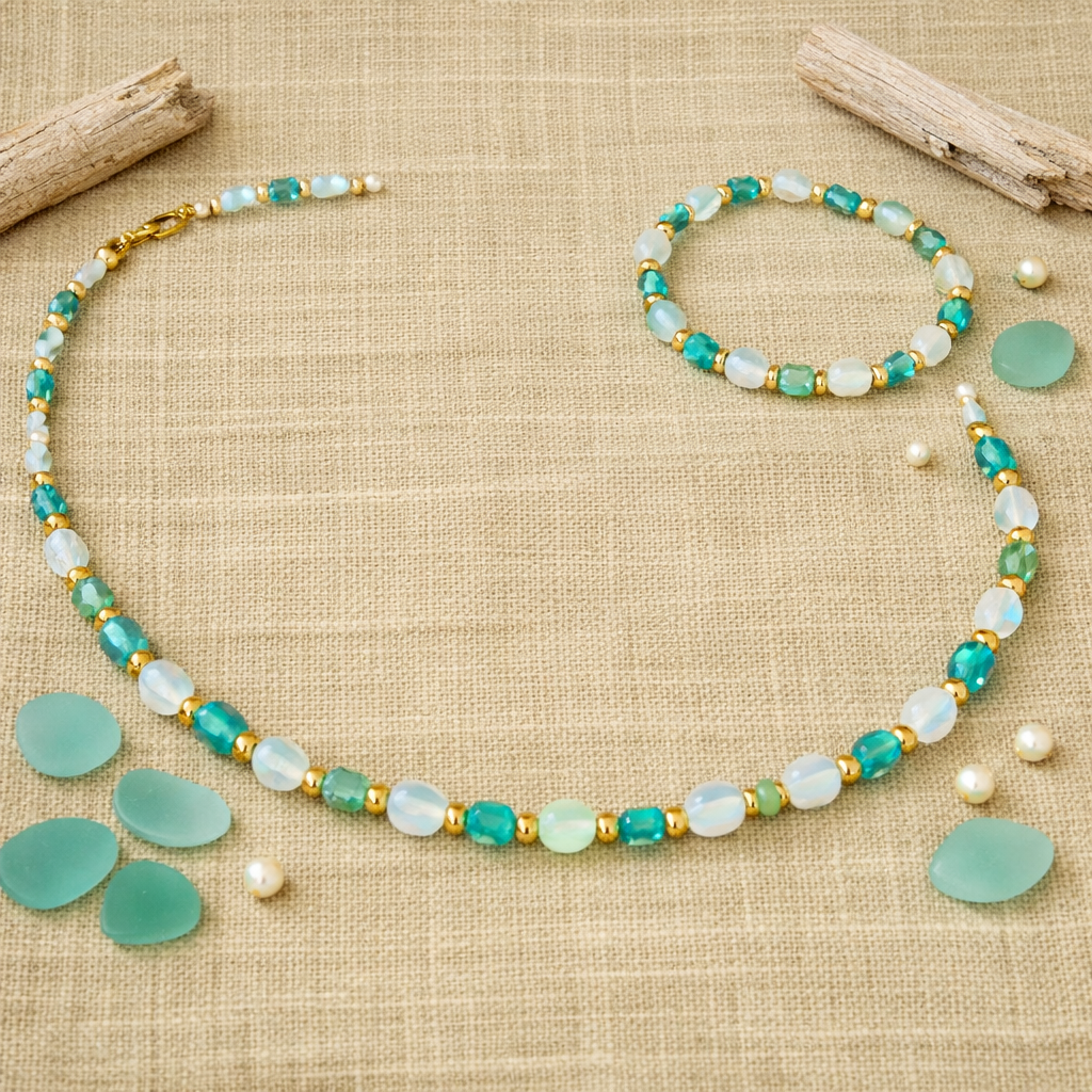 Summer Vibes – Aqua Blue Glass Beads  set