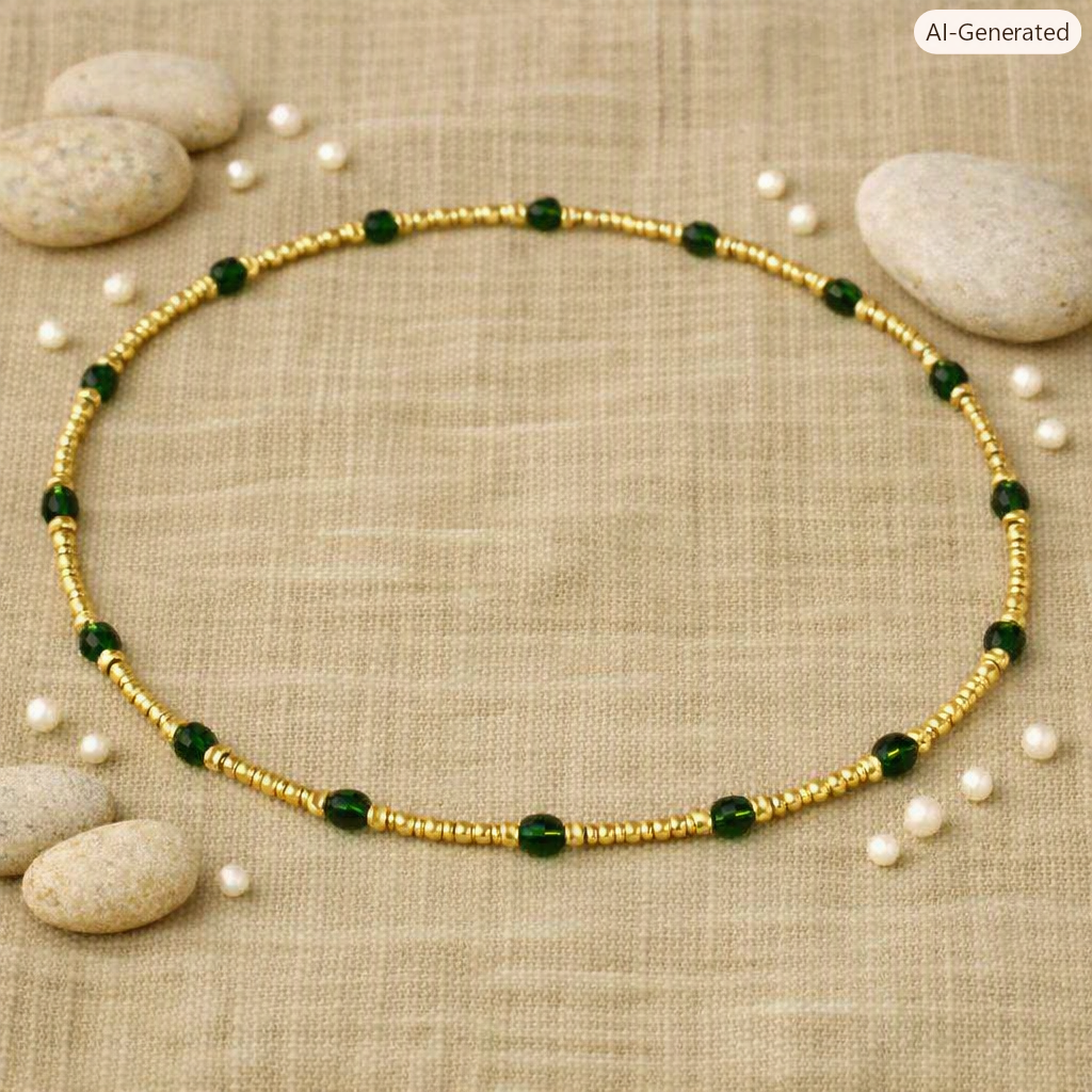 Summer Vibes – Miyuki Silver & Green Crystal Choker (35-40 cm)