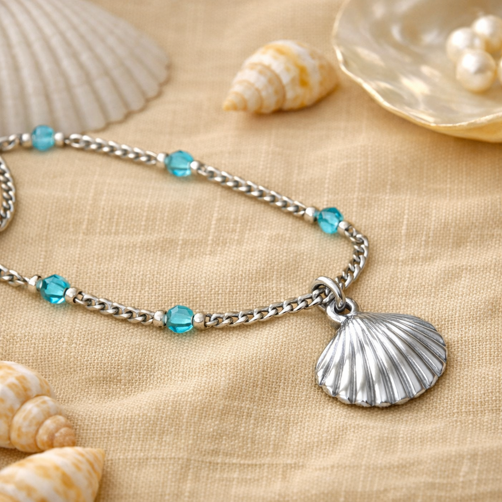 Summer Vibes – RVS Crystal Ketting met Schelp 45 cm