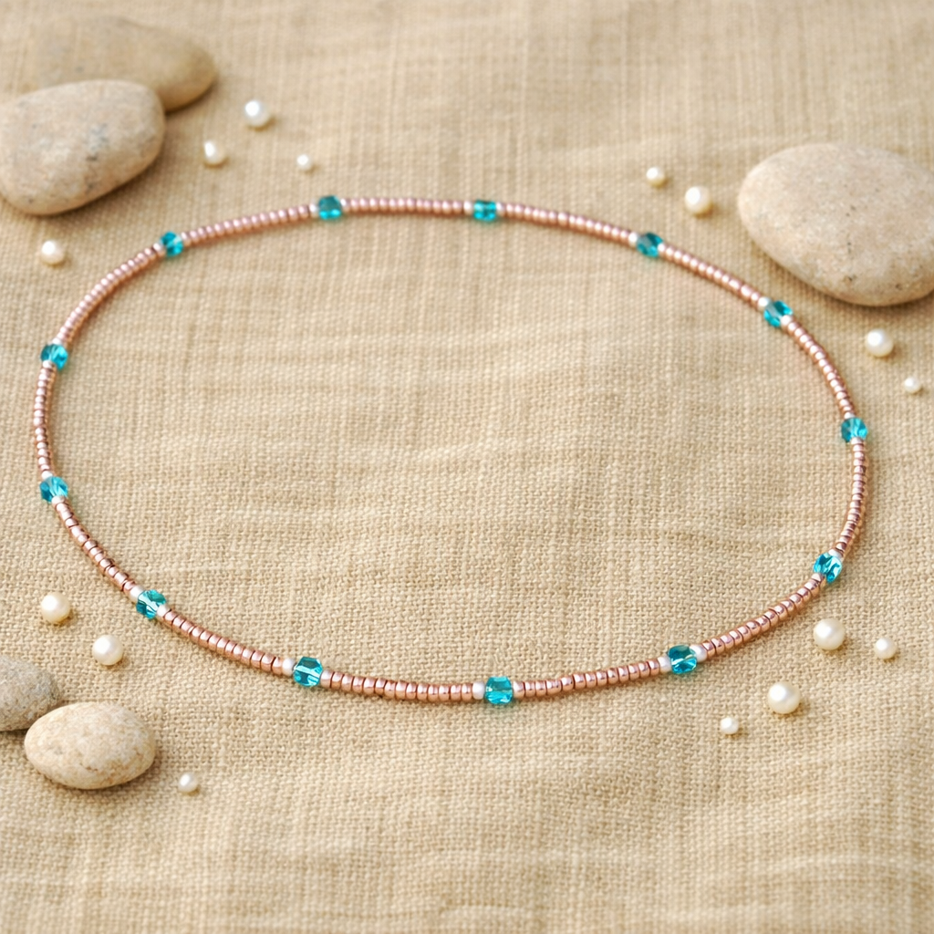 Summer Vibes – Miyuki Rose Gold Crystal Choker (35- 40 cm)