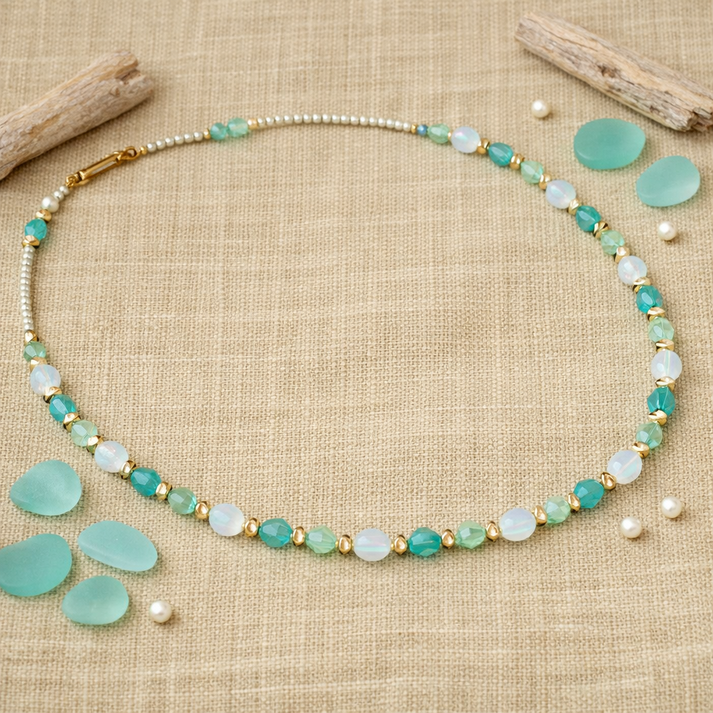 Bleu/Green Glass Necklace – Summer Vibes Collection